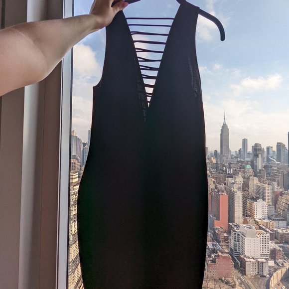 Little Black Dress with Front & Back Slit - Picture 2 of 3